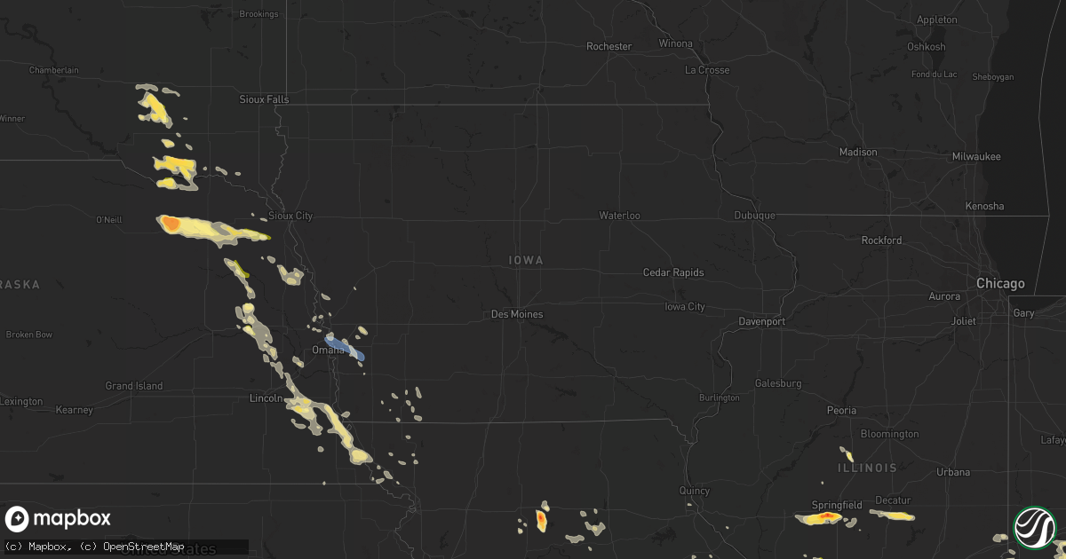 Hail map in Iowa on July 23, 2023