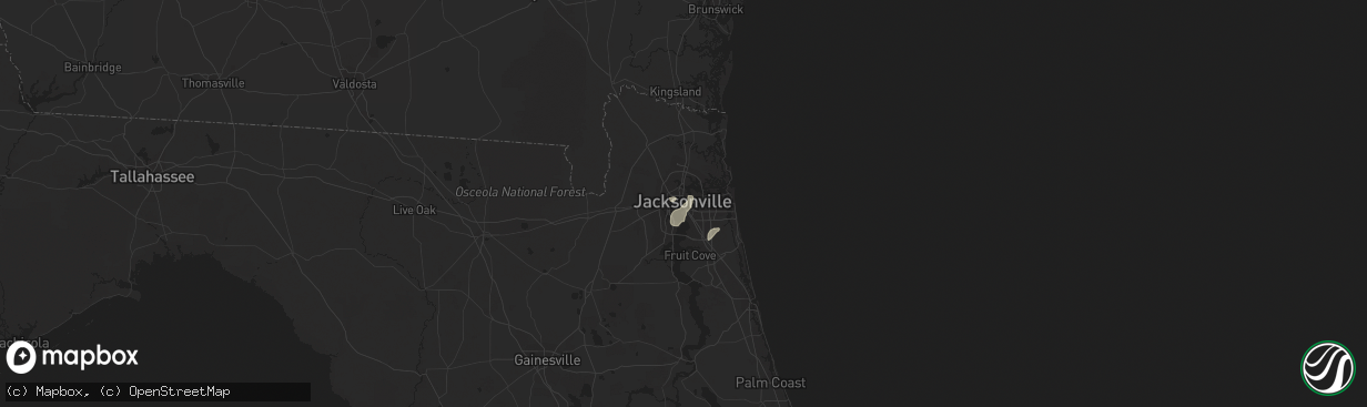 Hail map in Jacksonville, FL on July 23, 2023