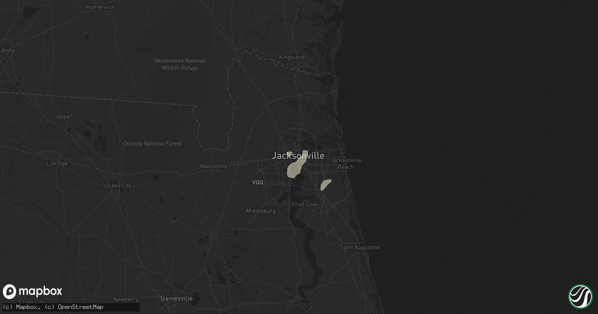 Hail map in Jacksonville, FL on July 23, 2023