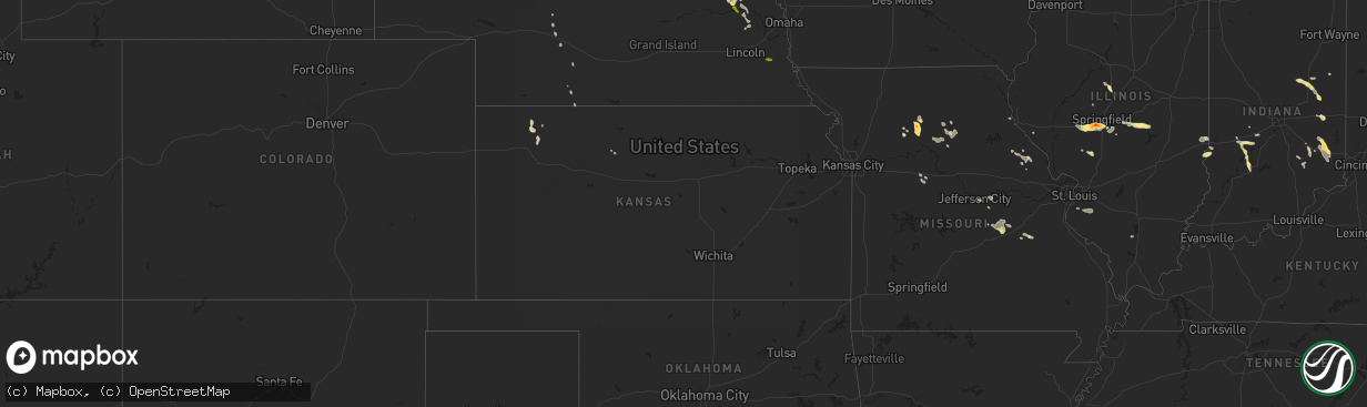 Hail map in Kansas on July 23, 2023