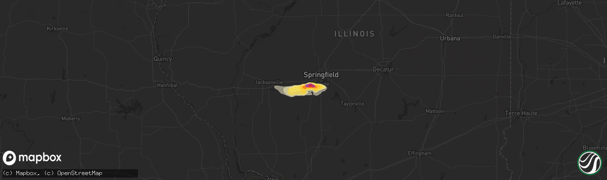 Hail map in Loami, IL on July 23, 2023