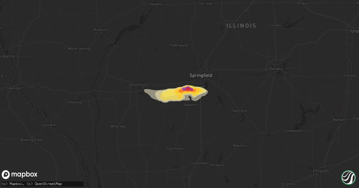 Hail map in Loami, IL on July 23, 2023