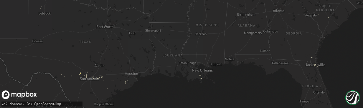 Hail map in Louisiana on July 23, 2023
