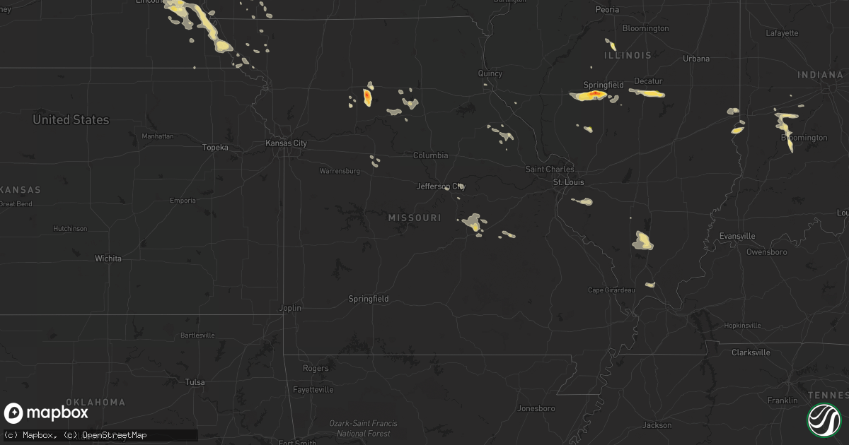 Hail map in Missouri on July 23, 2023