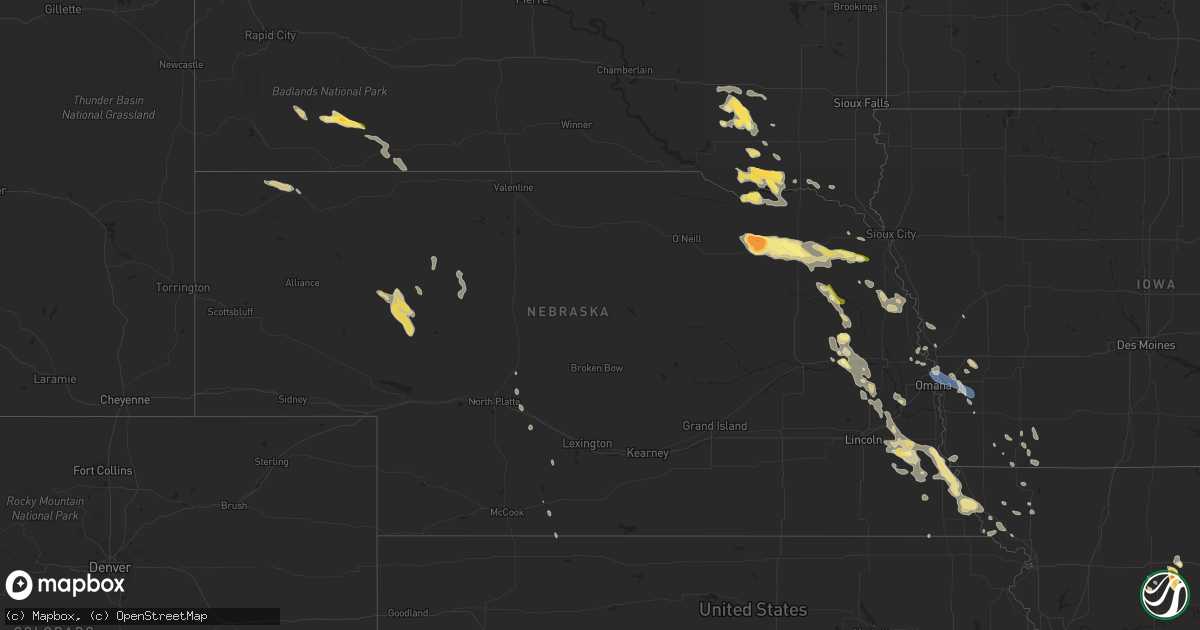 Hail map in Nebraska on July 23, 2023