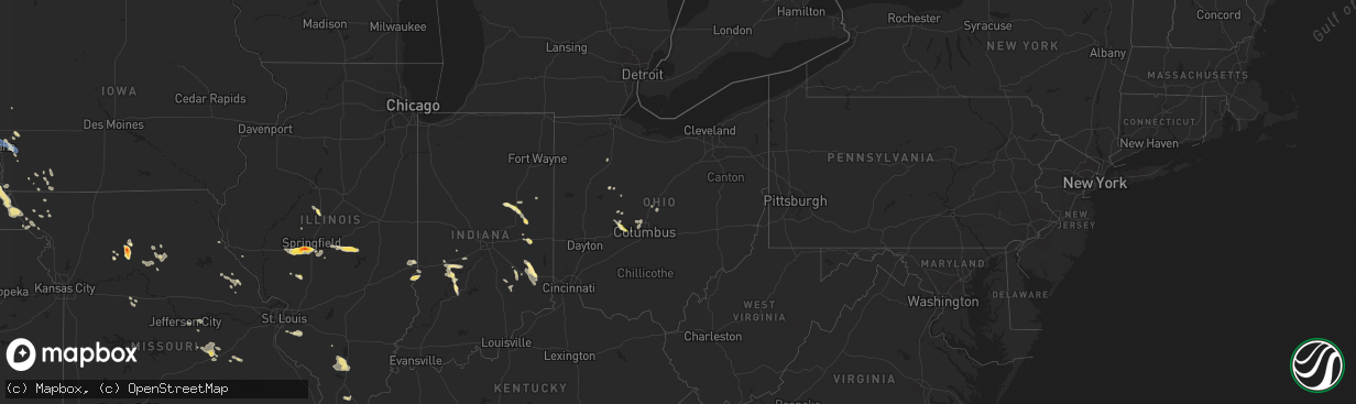 Hail map in Ohio on July 23, 2023