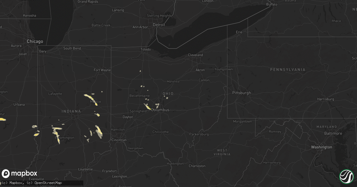 Hail map in Ohio on July 23, 2023