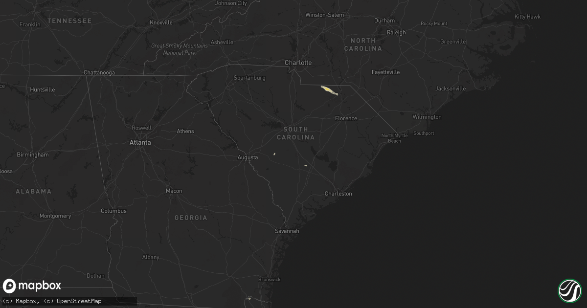 Hail map in South Carolina on July 23, 2023