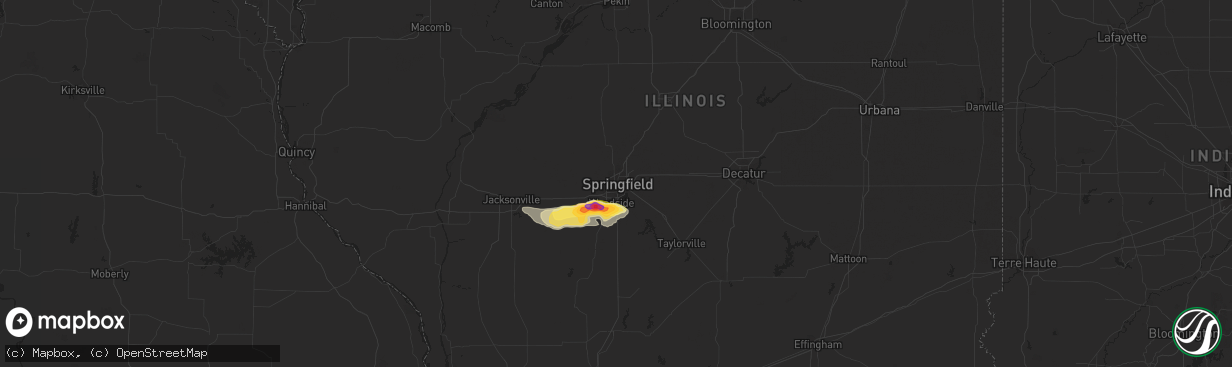Hail map in Springfield, IL on July 23, 2023