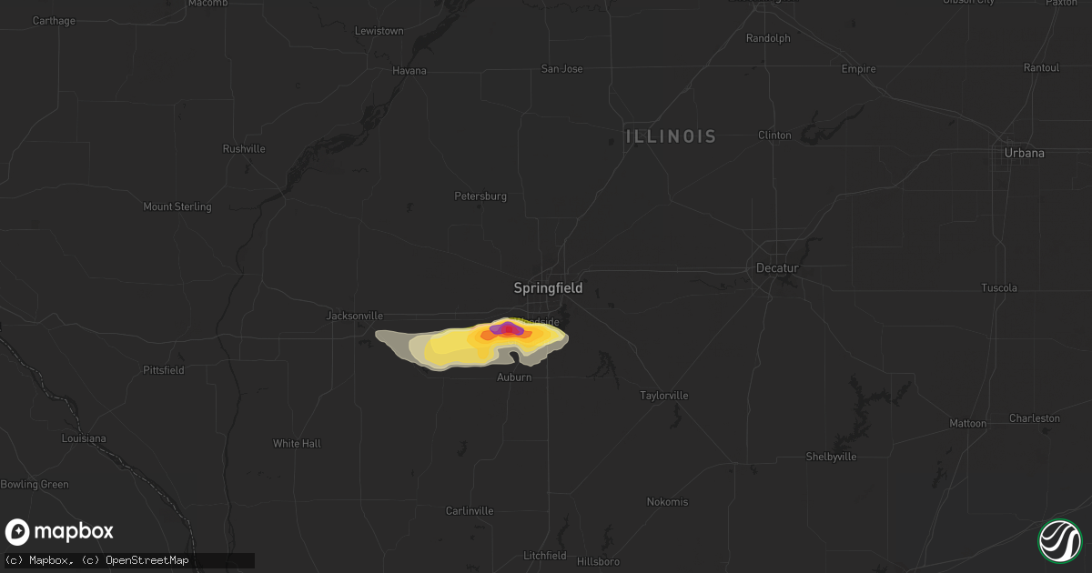 Hail map in Springfield, IL on July 23, 2023