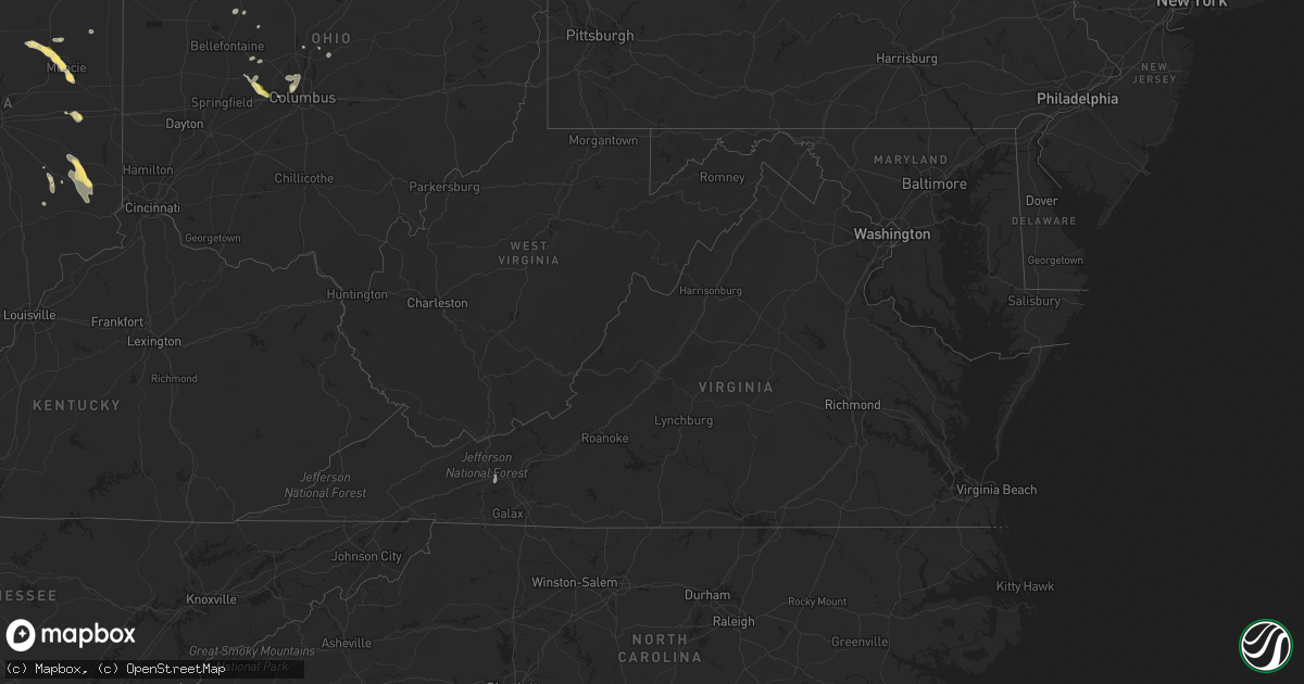 Hail map in Virginia on July 23, 2023