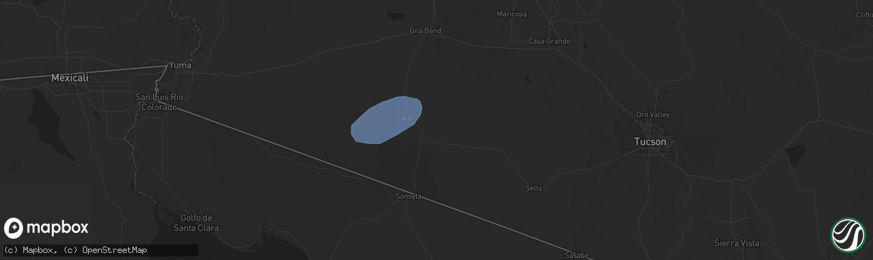 Hail map in Ajo, AZ on July 23, 2024