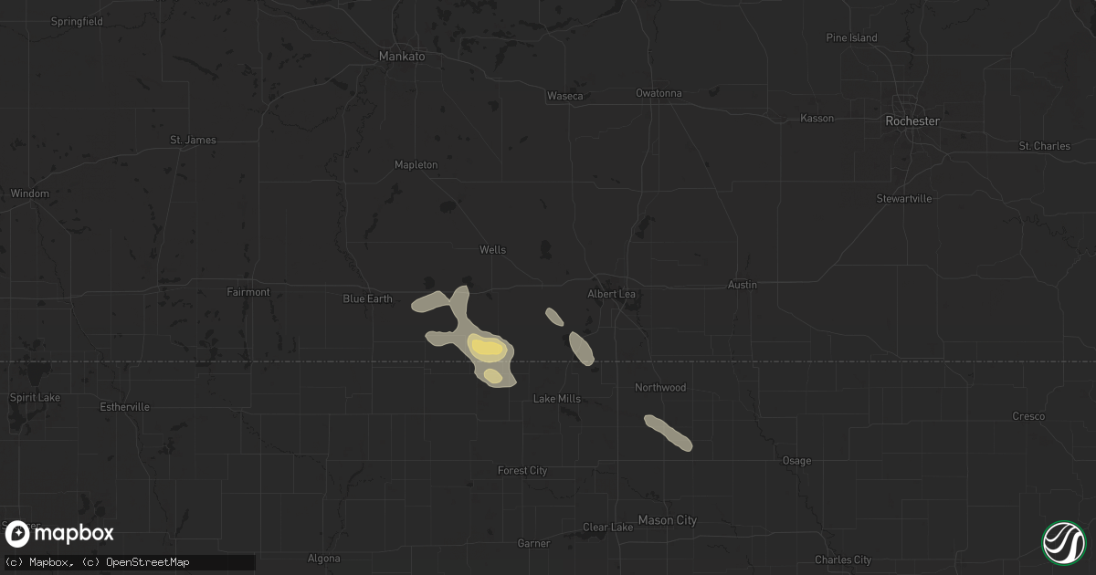 Hail map in Alden, MN on July 23, 2024