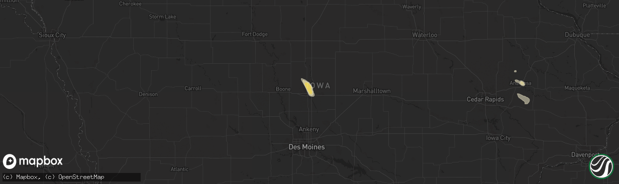 Hail map in Ames, IA on July 23, 2024