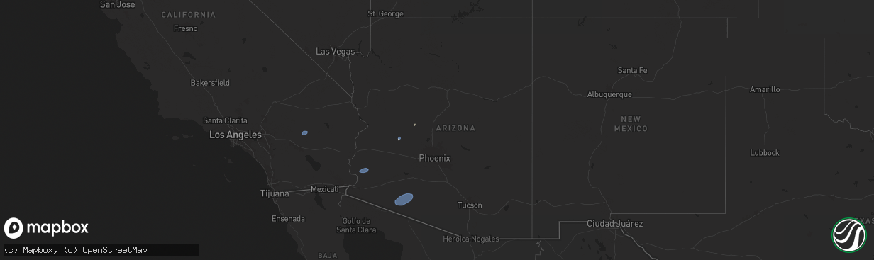 Hail map in Arizona on July 23, 2024