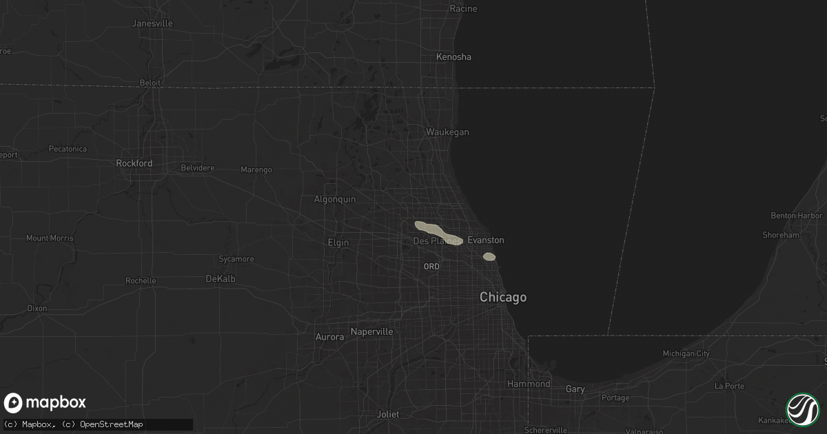 Hail map in Arlington Heights, IL on July 23, 2024