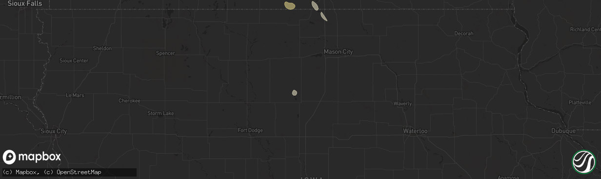 Hail map in Belmond, IA on July 23, 2024