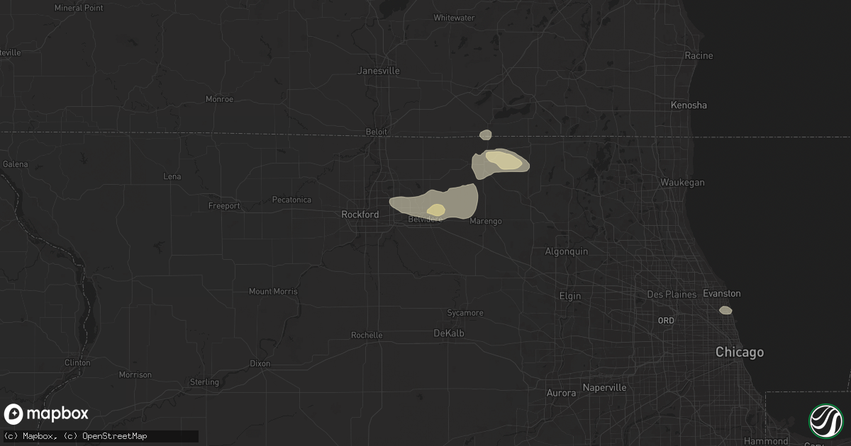 Hail map in Belvidere, IL on July 23, 2024
