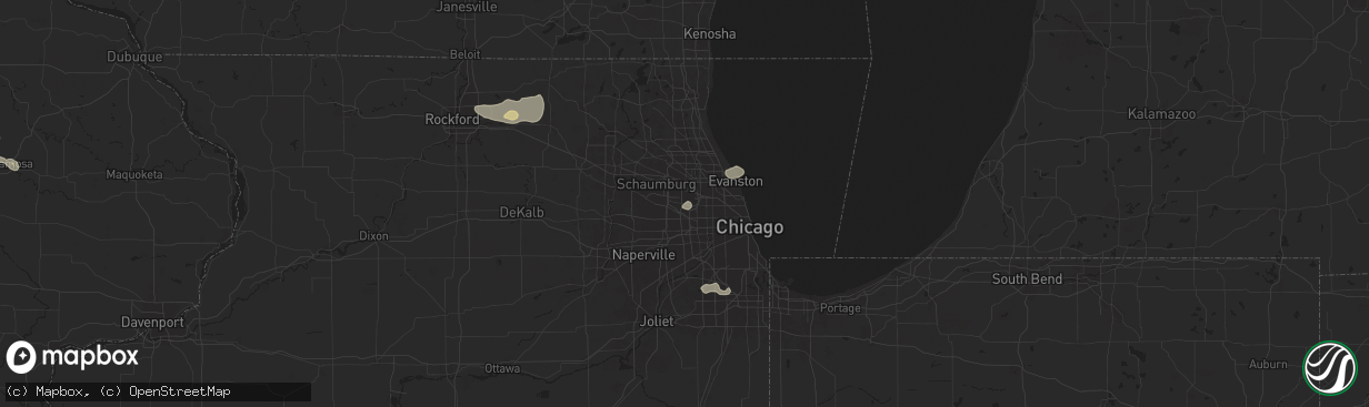 Hail map in Bensenville, IL on July 23, 2024