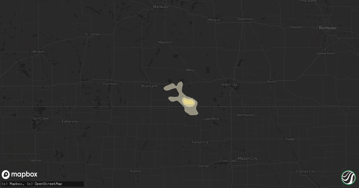 Hail map in Bricelyn, MN on July 23, 2024