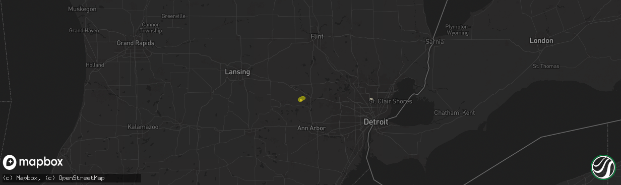 Hail map in Brighton, MI on July 23, 2024