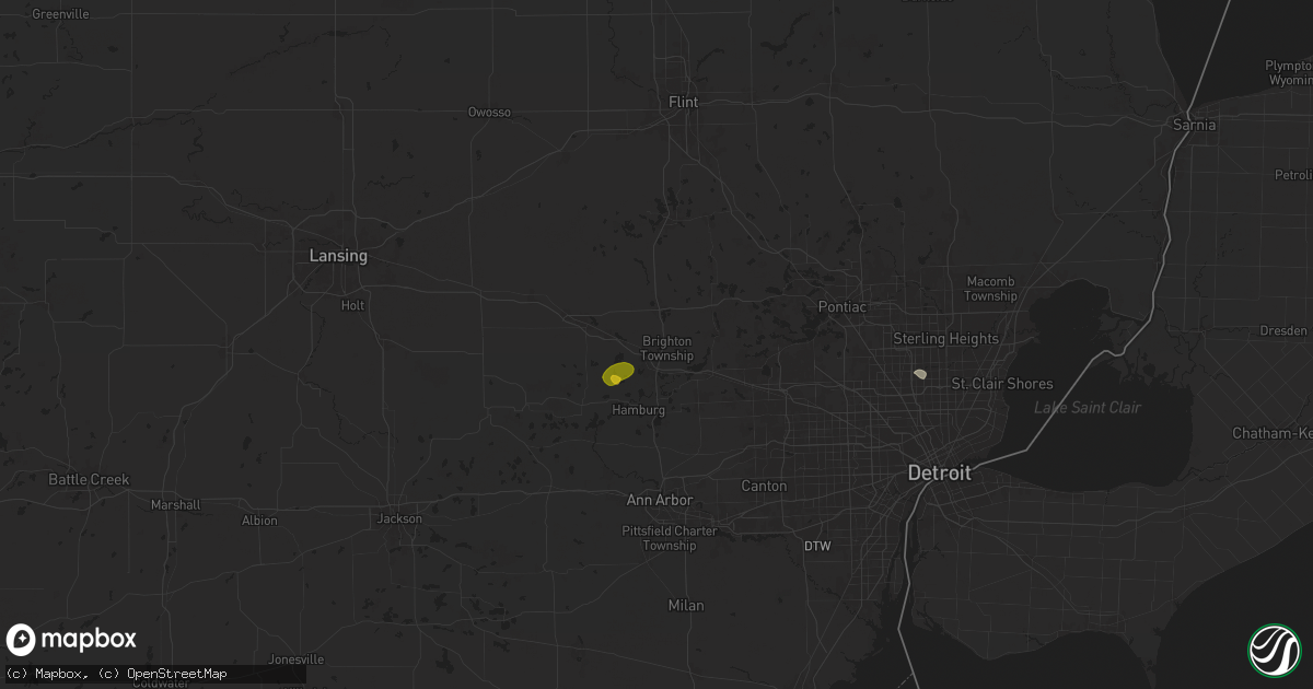 Hail map in Brighton, MI on July 23, 2024