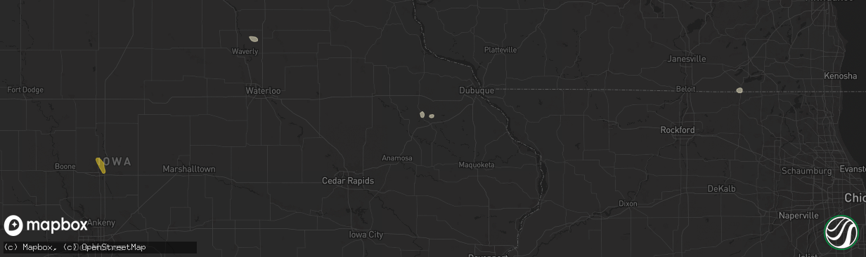 Hail map in Cascade, IA on July 23, 2024