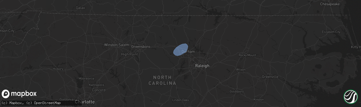 Hail map in Chapel Hill, NC on July 23, 2024