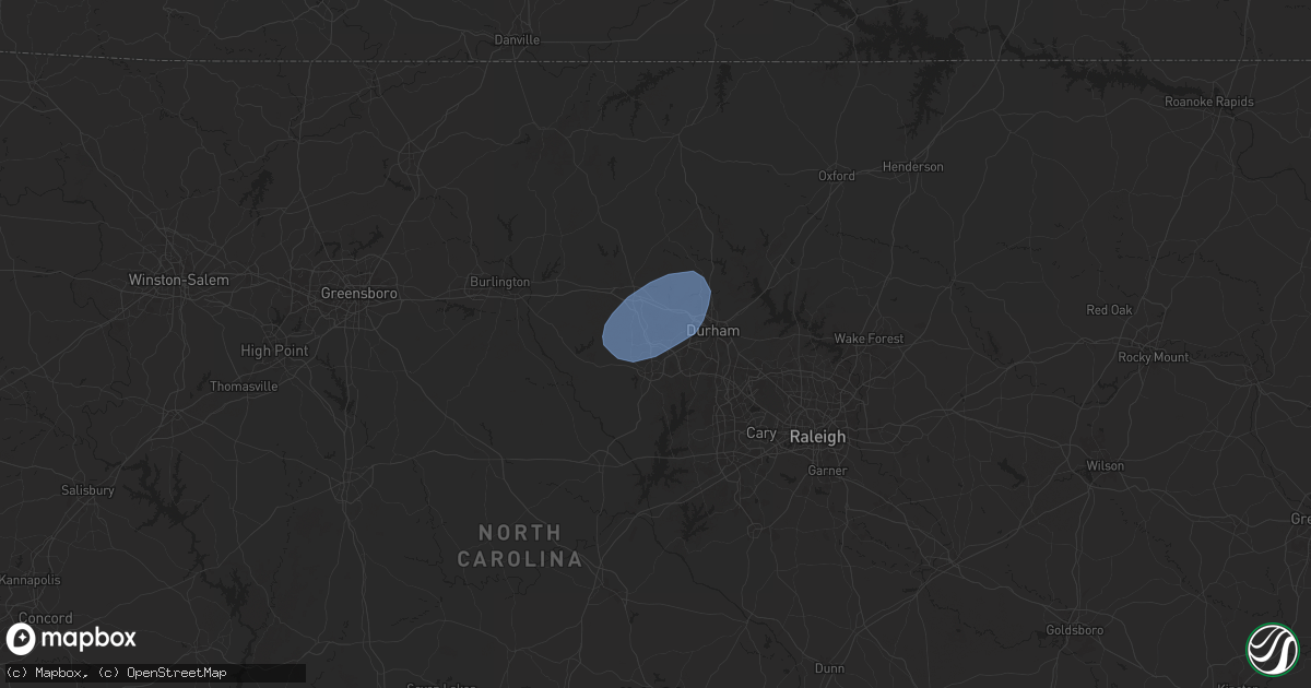 Hail map in Chapel Hill, NC on July 23, 2024