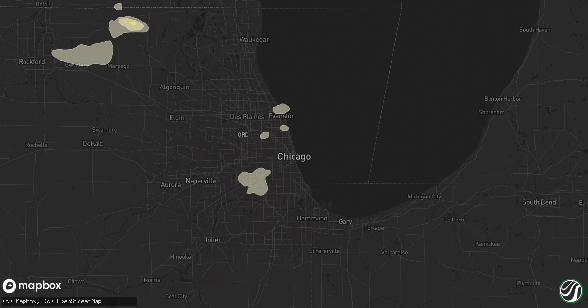 Hail map in Chicago, IL on July 23, 2024
