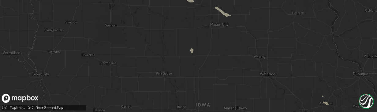 Hail map in Clarion, IA on July 23, 2024