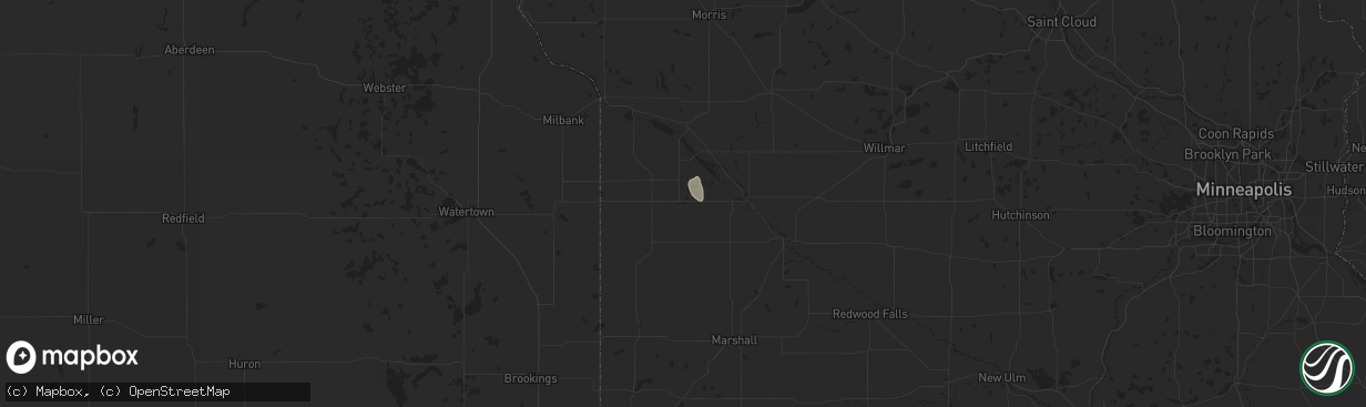 Hail map in Dawson, MN on July 23, 2024