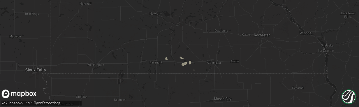 Hail map in Delavan, MN on July 23, 2024