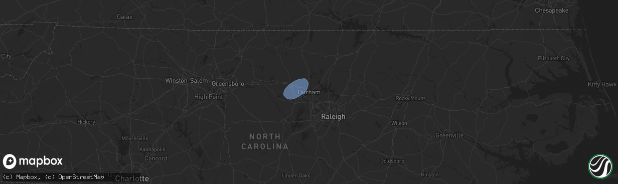 Hail map in Durham, NC on July 23, 2024