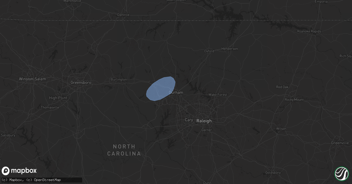 Hail map in Durham, NC on July 23, 2024