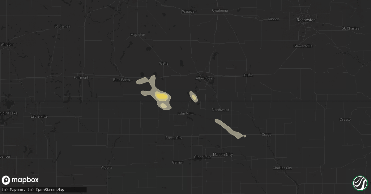 Hail map in Emmons, MN on July 23, 2024