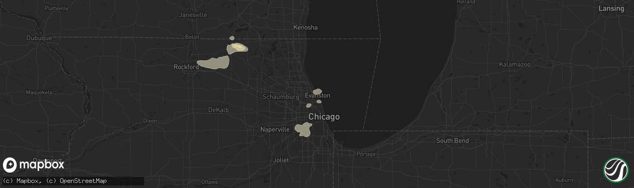 Hail map in Evanston, IL on July 23, 2024