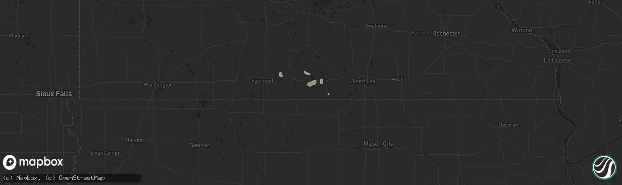 Hail map in Frost, MN on July 23, 2024