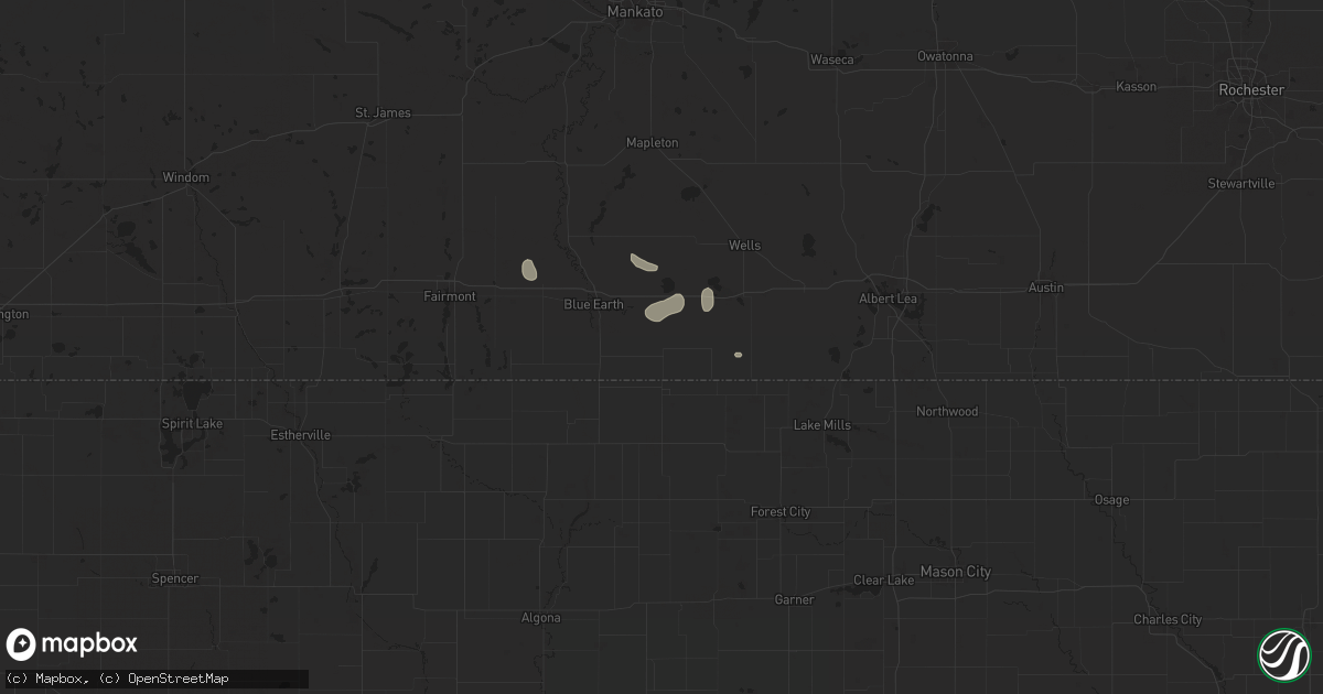 Hail map in Frost, MN on July 23, 2024
