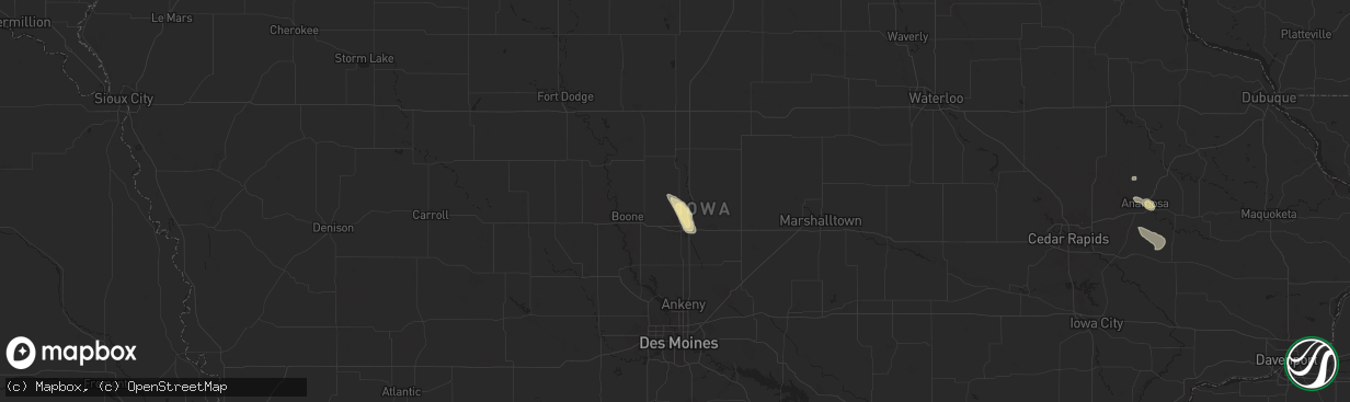 Hail map in Gilbert, IA on July 23, 2024