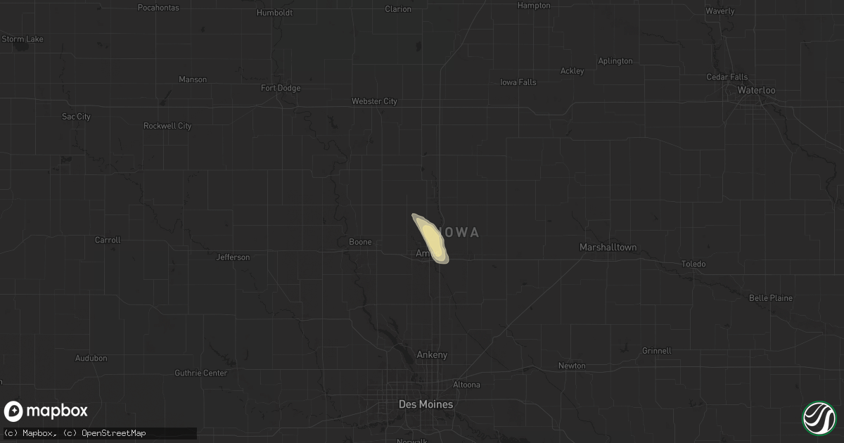 Hail map in Gilbert, IA on July 23, 2024