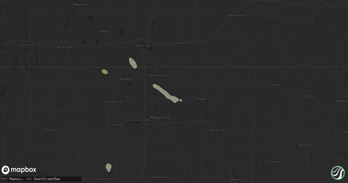 Hail map in Grafton, IA on July 23, 2024