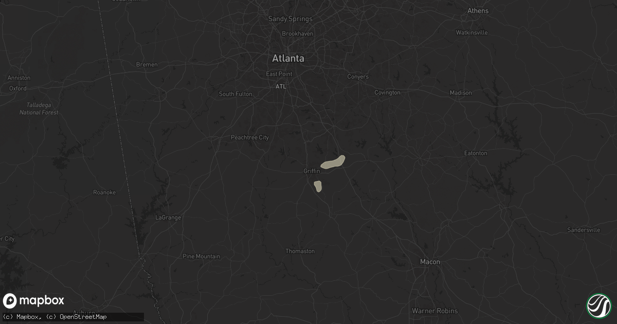 Hail map in Griffin, GA on July 23, 2024