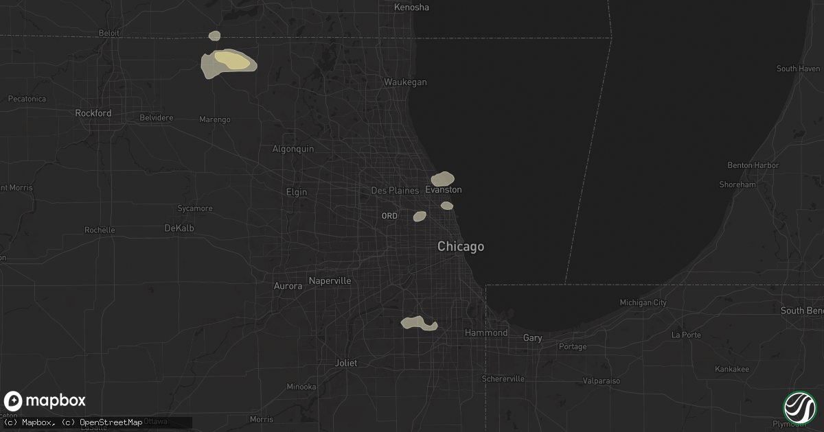 Hail map in Harwood Heights, IL on July 23, 2024