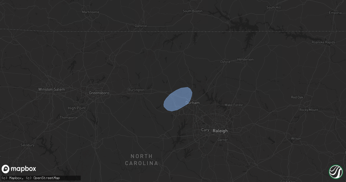 Hail map in Hillsborough, NC on July 23, 2024