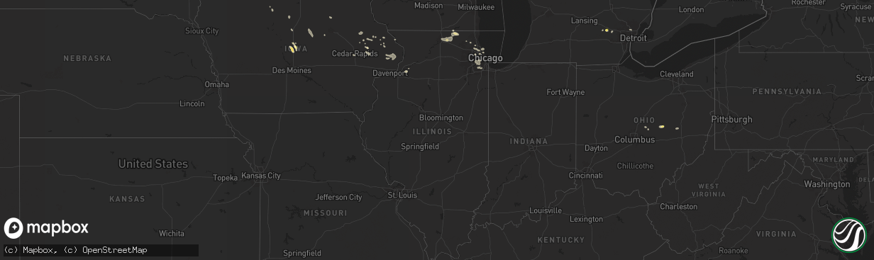 Hail map in Illinois on July 23, 2024