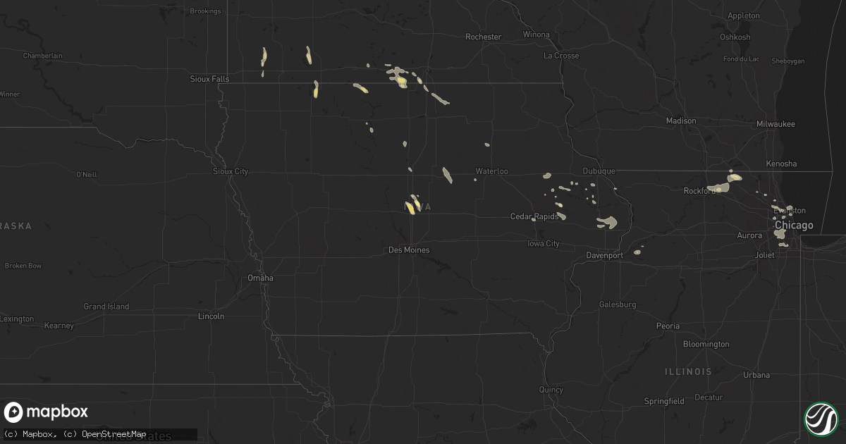 Hail map in Iowa on July 23, 2024