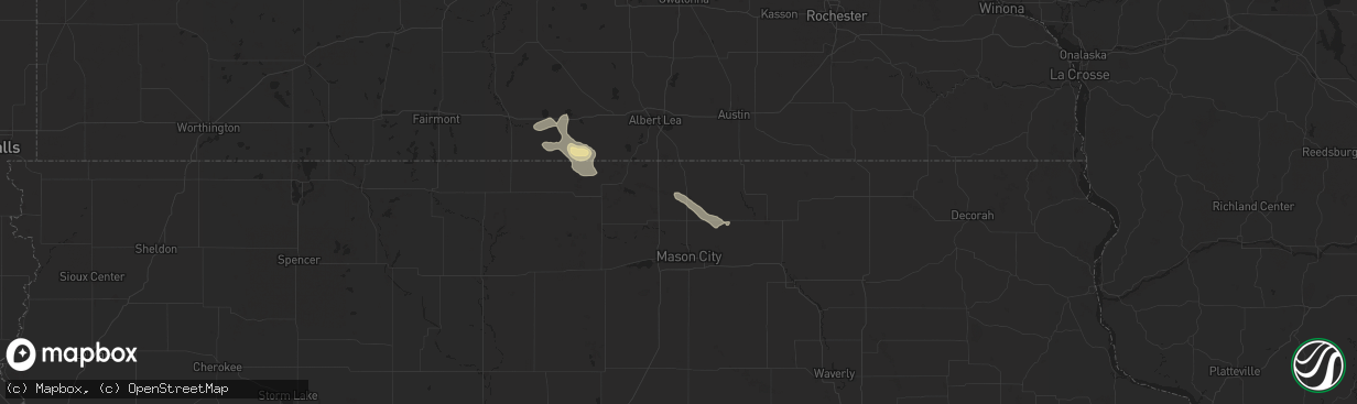 Hail map in Kensett, IA on July 23, 2024