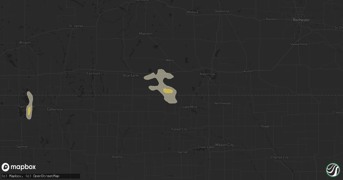 Hail map in Kiester, MN on July 23, 2024