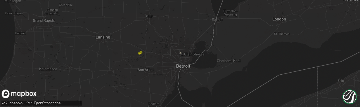 Hail map in Madison Heights, MI on July 23, 2024